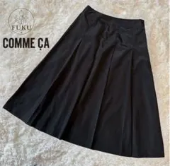 COMME CA コムサ タック フレア スカート 黒 ブラック 9 号 光沢