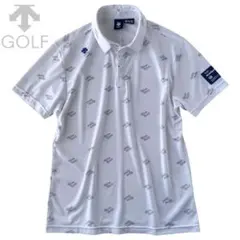 DESCENTE GOLF サンスクリーンロゴ総柄シャツ 半袖ポロシャツ O