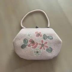 ビーズ刺繍 花柄 クラッチバッグ ピンク
