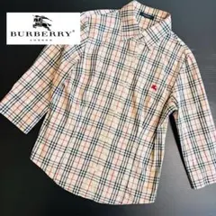 バーバリーロンドン　ノバチェックシャツ　7部袖　ホース刺繍