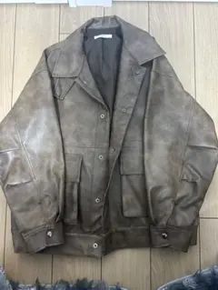RAGEBLUEブラウン レザージャケット ボタン留め
