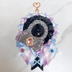 痛ロゼット ツイード 黒 水色 ピンク 紫 クロ 推し活 痛バ