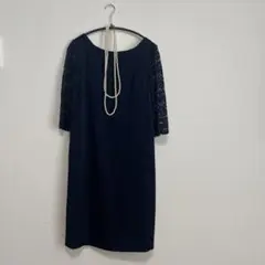 アンタイトル　ネイビー　紺色　ワンピース　結婚式　ドレス