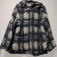 チェック柄コート　フード付き