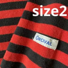 オーシバルバスクシャツ 赤✖️黒ボーダーカットソー　サイズ2 Ｍ〜Ｌ相当