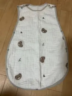 美品　BRILBE　ベビースリーパー　コットン　ガーゼ　綿　くま　刺繍