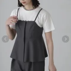 【美品】フリーズマート センターボタン ペプラム ビスチェ グレー F