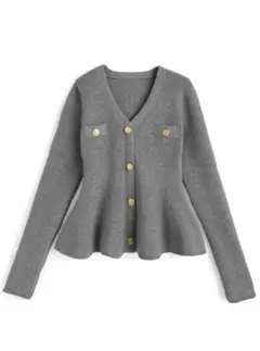 GRL Vネックペプラムニットトップス[lt114] 新品