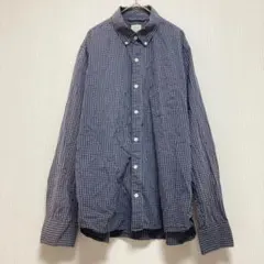 【バックナンバー】長袖シャツ ギンガムチェック ダークグレー メンズ XL 綿混