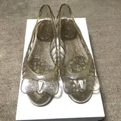 フェラガモ Ferragamo ラバーシューズ クリア ラメ リボン