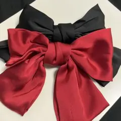 リボンヘアアクセサリー 赤と黒　2個セット