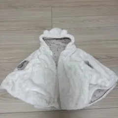 くま耳フリースフード付きベビーポンチョ　コンビミニ　リバーシブル