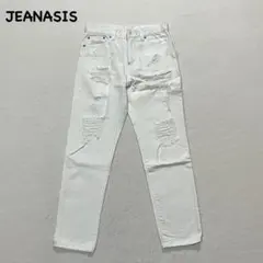 t1071 【ジーナシス】　ダメージ加工　デニムパンツ　白デニム　スキニー