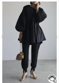 ボンジュールサガン　前後2WAYボリュームスリーブブラウス　ブラック　M〜L