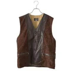 【昭和レトロ／日本製】VALIANTAS レザー×スエード ベスト(LL)