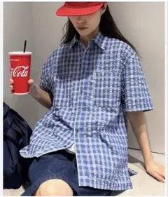 CIAOPANIC TYPY ポコポコチェック半袖シャツ UNISEX ブルー