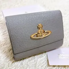 美品✨ ヴィヴィアン ウエストウッド 三つ折り財布 グレー がま口 オーブ