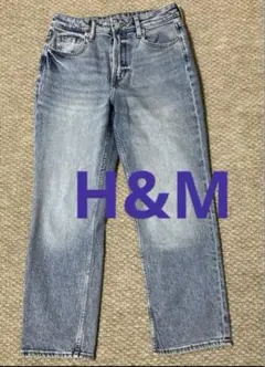 《試着のみ》H&M ストレートジーンズ　デニム　パンツ　M ダメージ加工