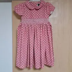 水玉　スモッキングワンピース　Question Everything　半袖　パフ