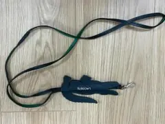 【店舗購入】ラコステ 本革 ネックストラップ ワニ型 レザー ダークグリーン深緑