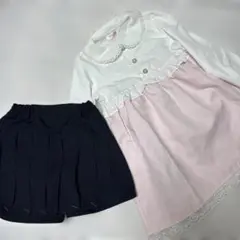 キッズ ワンピース フォーマル ピンク ホワイト　キュロット　まとめて