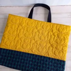 レッスンバッグ　　#717　くまさんキルト　通園バック　　ハンドメイド