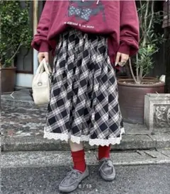 CIAOPANIC 裾レースチェックプリーツスカートのサムネイル