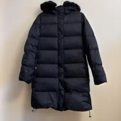 GU ネイビー　ファー付き　ロングダウンジャケット　L