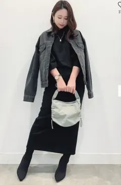 【試着のみ】GU ヘビーウェイトスウェットナロースカート 丈標準　L ブラック