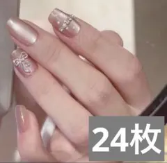 【24枚】ネイルチップ ワンホン マグネット 韓国 ワンホン ちゅるん オフィス