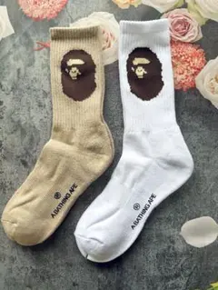 新品・A BATHING APE BAPE ロゴ クルーソックス ２足セット