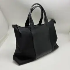 キャンバス×本革レザー　トートバッグ　ブラック