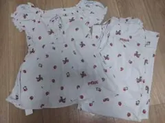 新品タグ付き　ジェラートピケ　いちご柄パット付き上下セット