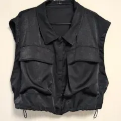 夢展望　サテンジョーゼット　ショート丈ベスト Mサイズ