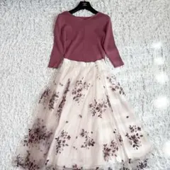 【新品タグ付】Noela セットアップ ニット×チュールスカート 花柄