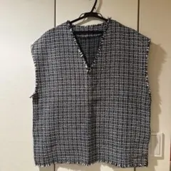 黒白ツイード ノースリーブベスト ポリエステル100%