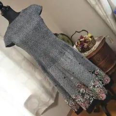 まりこの部屋 ジャガード 刺繍美しいロングワンピース 美品 - メルカリ