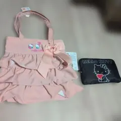 ①Hello Kitty フリルトートバッグとポーチ