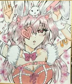 手描きイラスト オリジナル バニーガール ツインテール 女の子 原画