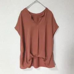 ブラウス⭐︎ドレープ⭐︎オレンジ⭐︎半袖⭐︎ゆったり⭐︎リラックス⭐︎良品のサムネイル