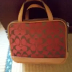 COACH コーチ シグネチャー 赤 キャンバスレザー ミニバッグ YL9-01