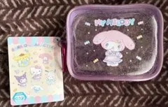 サンリオキャラクターズ ラメクリアポーチ マイメロディ　カラビナ付