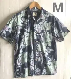 花柄 半袖シャツ ネイビー系