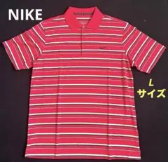 NIKE ゴルフ　ポロシャツ　半袖　ドライフィット　ボーダー　ピンクレッド