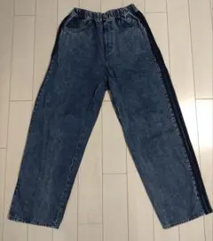 devirock ロングデニムパンツ ケミカルウォッシュ サイドライン