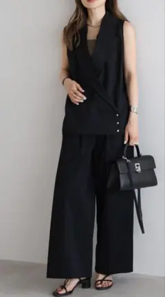 新品ボンジュールサガン　カシュクールシアーベスト×サイドタックハイウエストパンツ