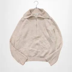 ローリーズファーム ハーフジップニット セーター オーバーサイズ ベージュ系