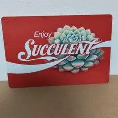 多肉看板　Enjoy　Succulent　ブリキ看板　ブリキプレート　レトロ