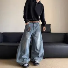 ワイドデニム バギーデニム ブルーjadedlondonmenes 似 M