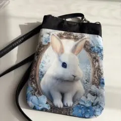 ウサギ　ハンドメイドショルダーバッグ　ブラック